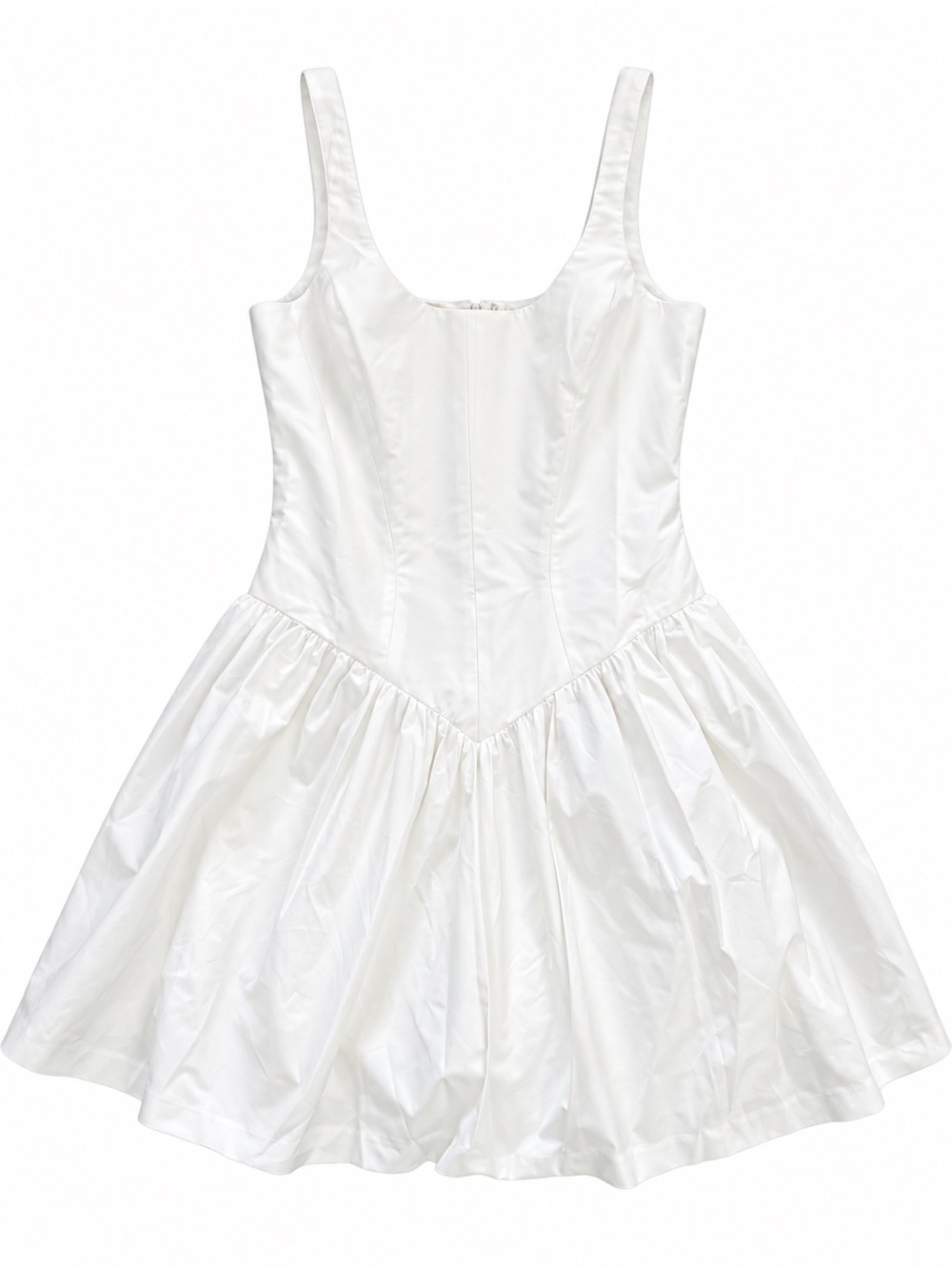 Amanda Uprichard White Satin Fit-and-Flare Girls Dress